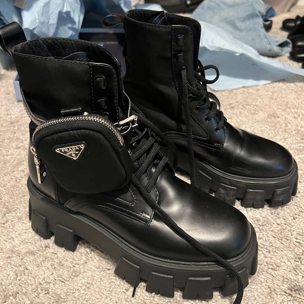 Prada 55 MM Lug Sole Belt Bag Boots